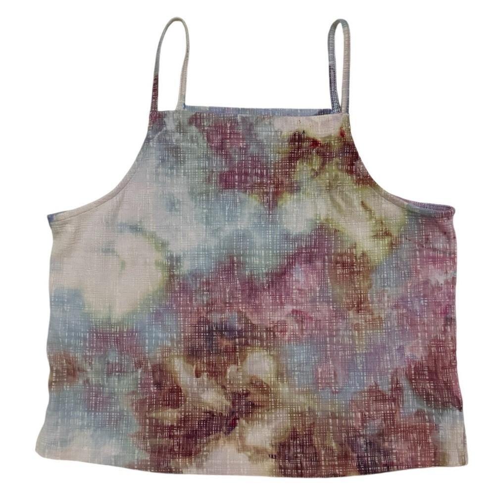 Madewell Apron Tank Top Womens Large 90s Y2K Fairy Tie Dye Boxy Cropped Textured