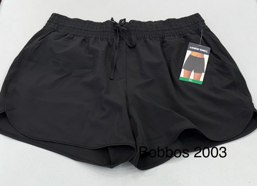 Lands' End Women's Quick-Dry UPF 50 Athletic Shorts, Black, Size XL