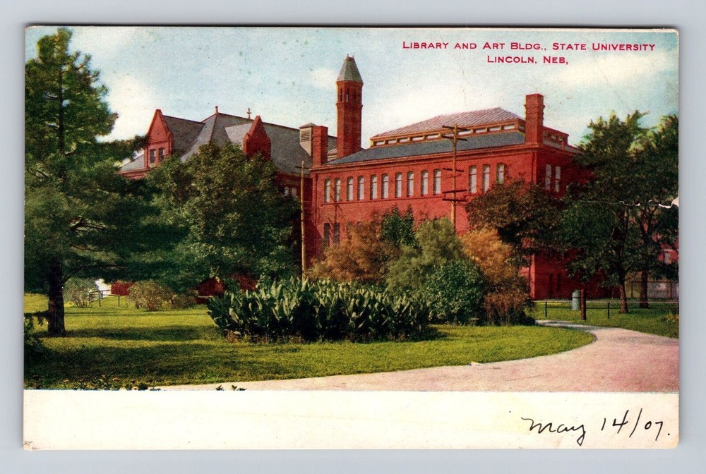 Lincoln NE-Nebraska, State University, Library & Art Building, Vintage Postcard