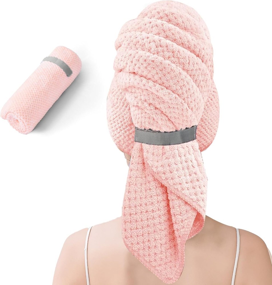 Microfiber Hair Towel Wrap for Women, Qui-Dry Turban, Ultra Absorbent &