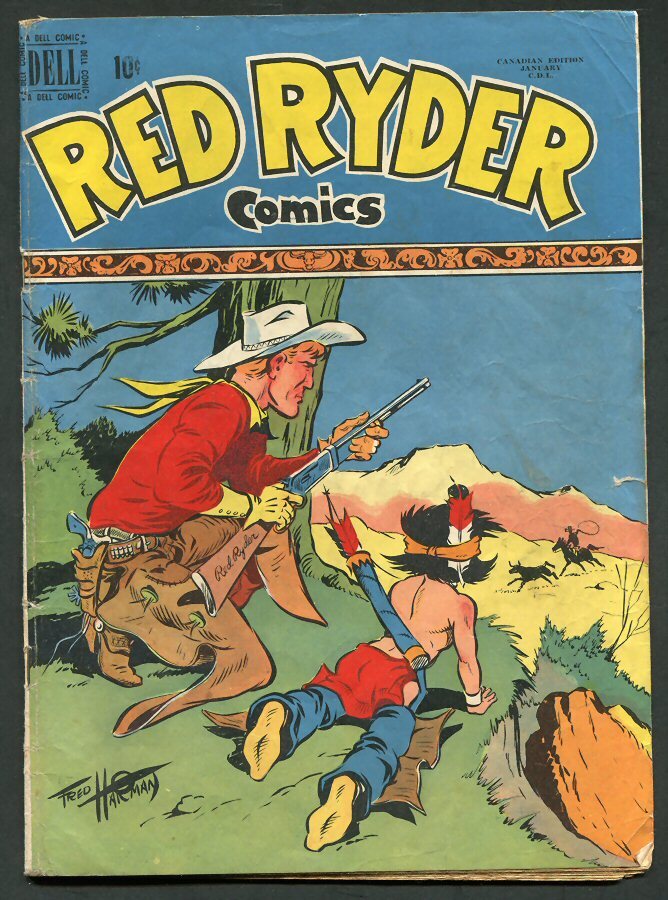 1950 DELL #77 RED RYDER COMIC BOOK....SCARCE CANADIAN EDITION...VG-- (minus)