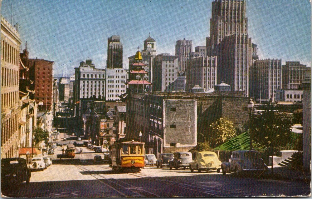 1950 Cable Street Car San Francisco California Vintage Mike Roberts Postcard