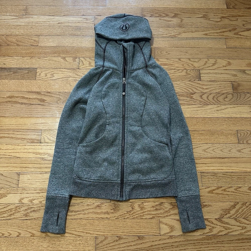 Lululemon Scuba Full Zip Hoodie Jacket Thumbholes Athletic Grey Women’s Size 4