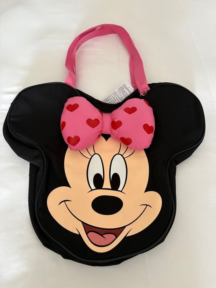 Disneyland Anaheim Minnie Mouse Big Face Tote Bag Valentine Heart Charm New