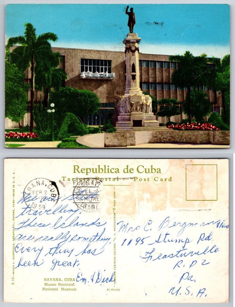 Museo Nacional Havana Cuba Monument Postcard