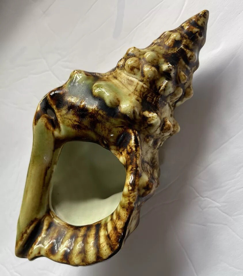 Sea Shell Planter Beach Conch Decor Vintage Multicolor Pottery Dish Ashtray