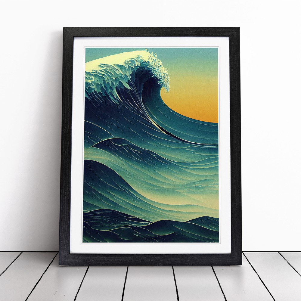 Sunset Ocean Wave No.2 Wall Art Print Framed Canvas Picture Poster Decor