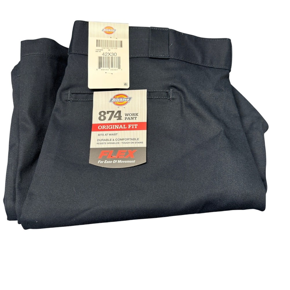 Dickies 874 Flex Original Fit Work Pants for Men 42x32 Navy Blue