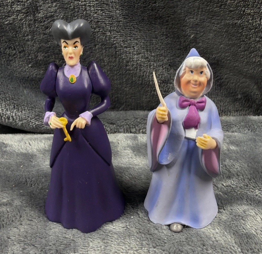 Disney CINDERELLA Lot PVC Figurine Stepmother Fairy Godmother 3”
