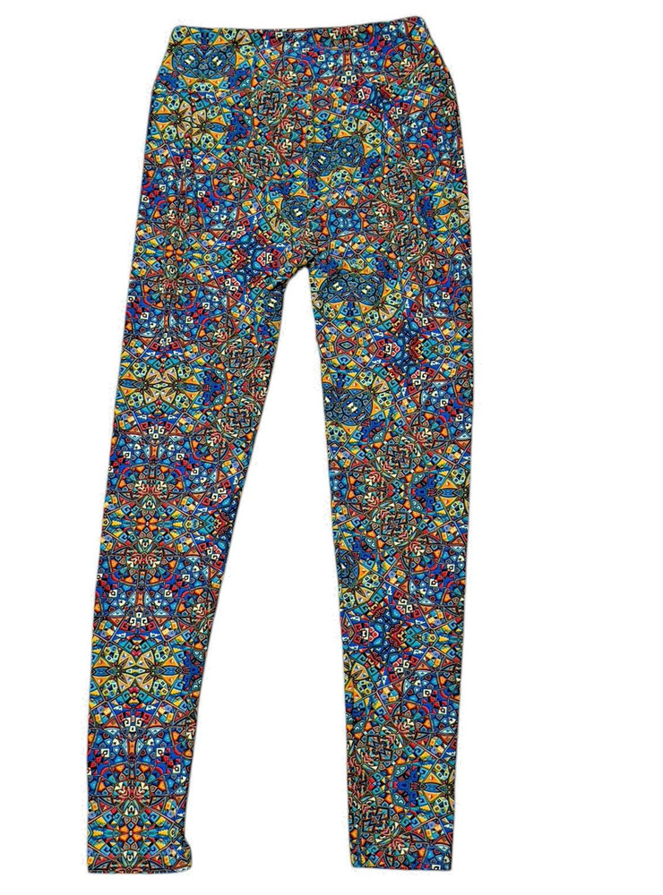 Lularoe Psychedelic Kaleidoscope Leggings Mid Rise Ankle Stretch O/S Hippie Girl