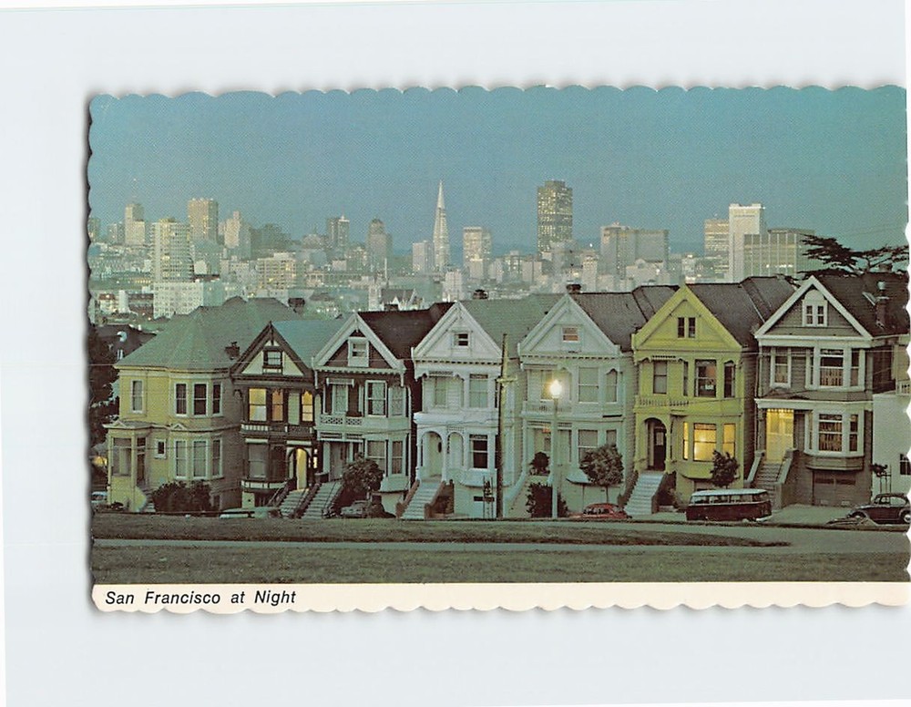 Postcard Victorian Houses in San Francisco California USA
