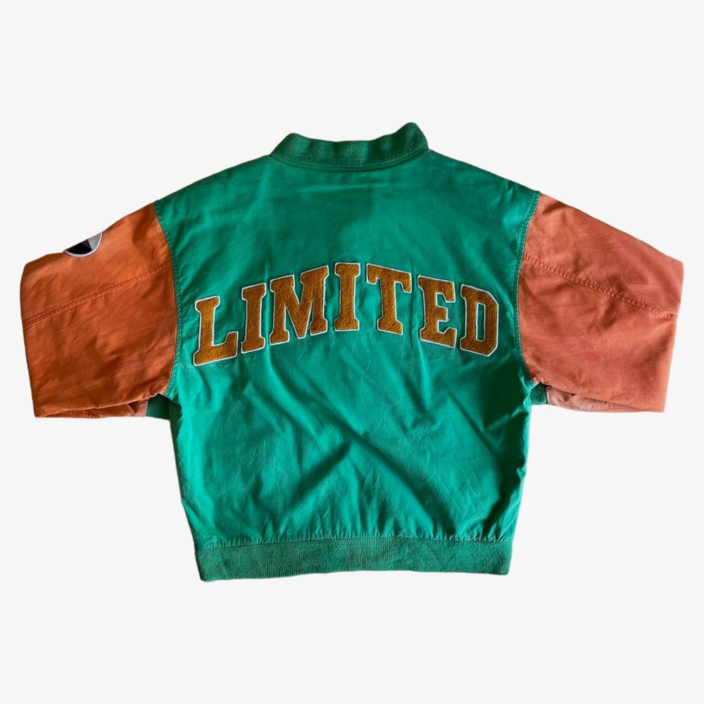 90s Vintage The Limited Green Orange Varsity Jacket Retro American Baseball Style