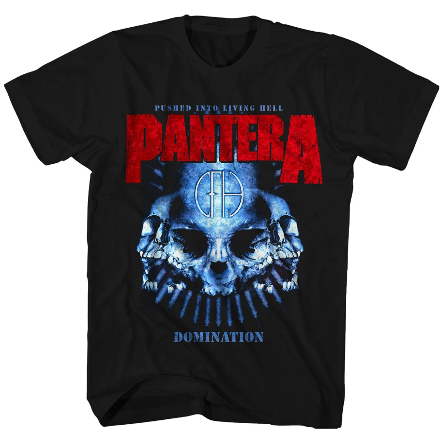 Pantera Domination Distressed T Shirt Mens Rock Music Band Classic Tee Black