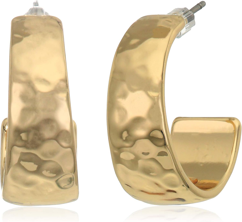 Polished Gold Tone Hoop Earrings for Women - Timeless Classic Style
