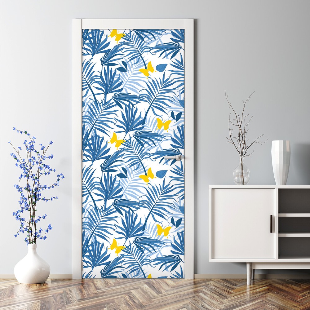 Exotic Yellow Butterfly Watercolor Door Sticker Decal Self-Adhesive Delicate Design