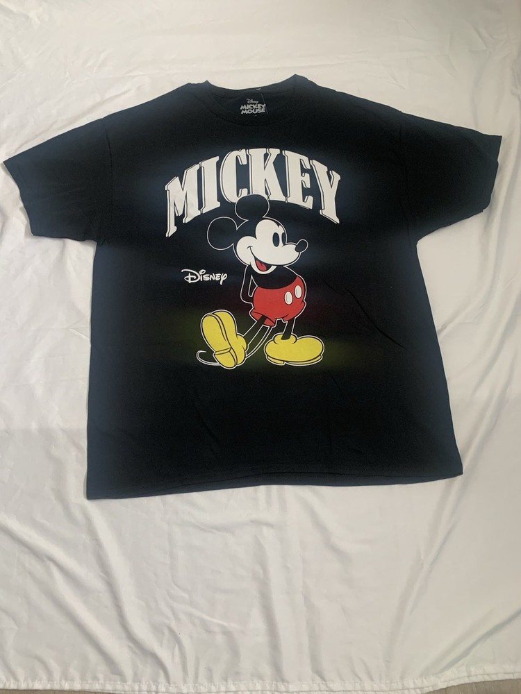 Disney Mickey Mouse Men Black T-Shirt Size Large