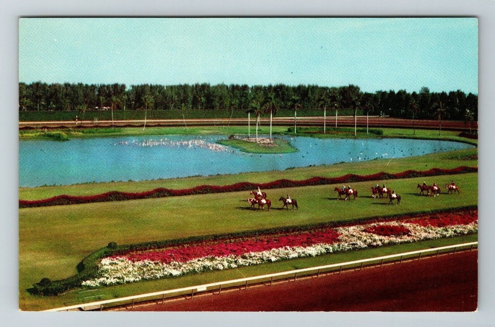 Hialeah FL-Florida, Hialeah Race Course Parading To Post  Vintage Postcard