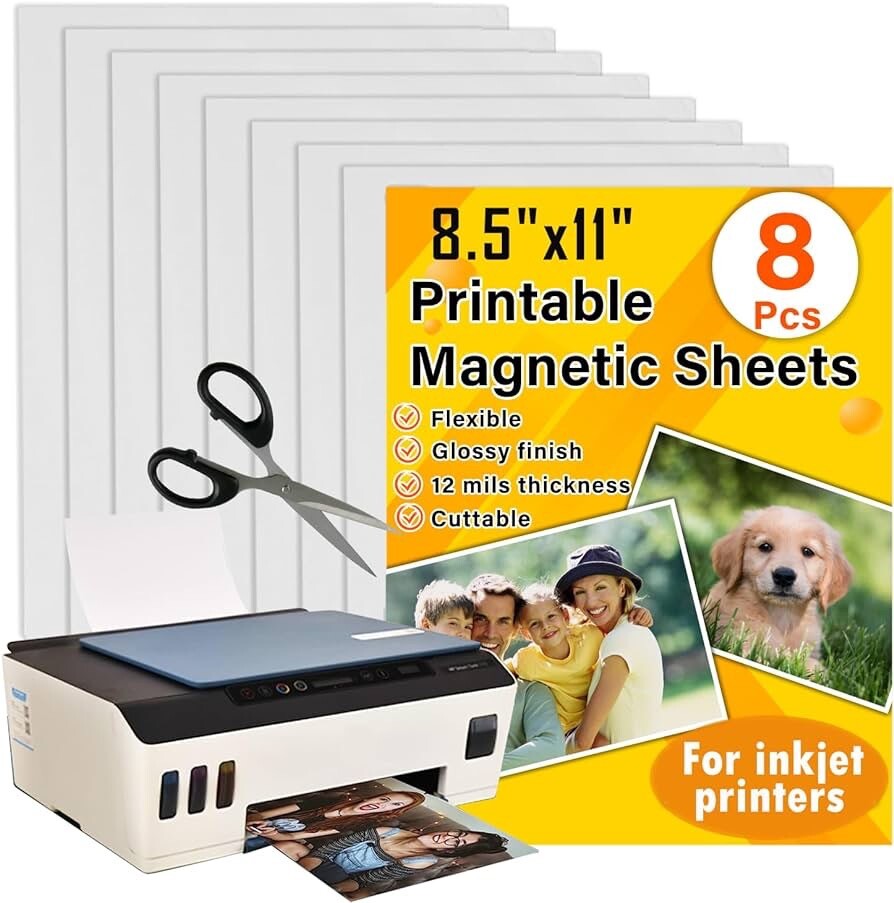 Printable Magnetic Sheets 8.5x11 Inches for Inkjet Printers