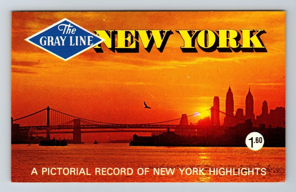 New York City NY, Sunset Scenic View, Over The Water, Vintage Postcard