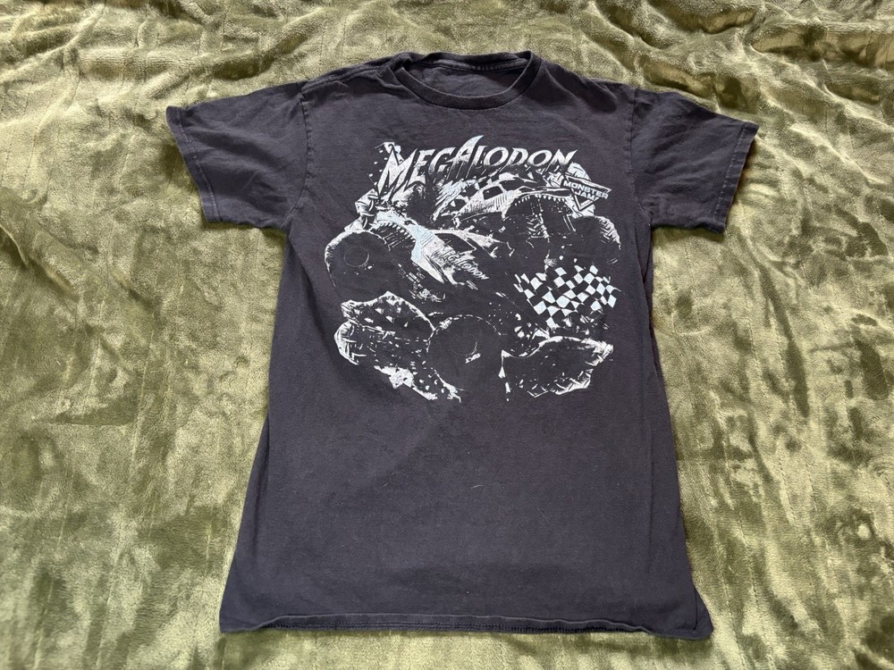 Vintage Monster Jam Megalodon Shirt Mens XS Black Y2K Truck 2000s Grunge Punk