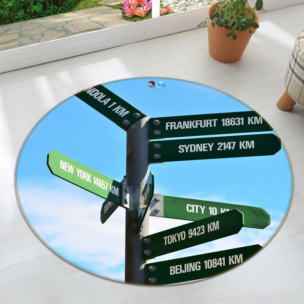 3D Road Sign Green NAO4169 Game Rug Mat Elegant Photo Carpet Mat Fay