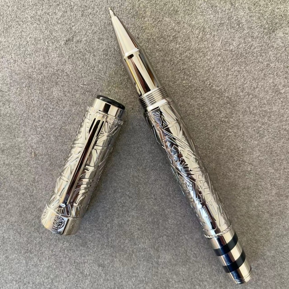 Deluxe Patron Guggenheim Series 3D-Engrave Silver Color 0.7mm Rollerball Pen