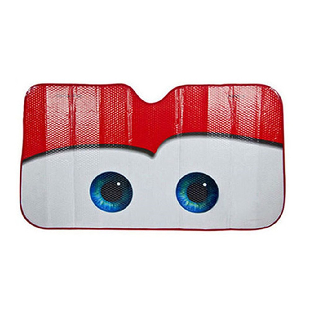 Red Cartoon Big Eyes Car Sunshade for UV Protection and Windshield Cover