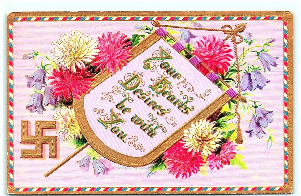 S04-5295, Good Wishes.. *C1910 ** Postcard With Swastika Sign