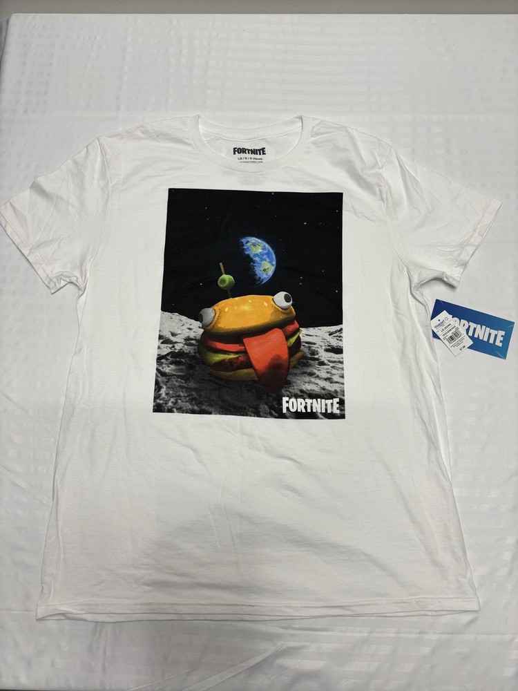 NEW NWT Fortnite Graphic T Shirt White Tee Size Large Burger Man