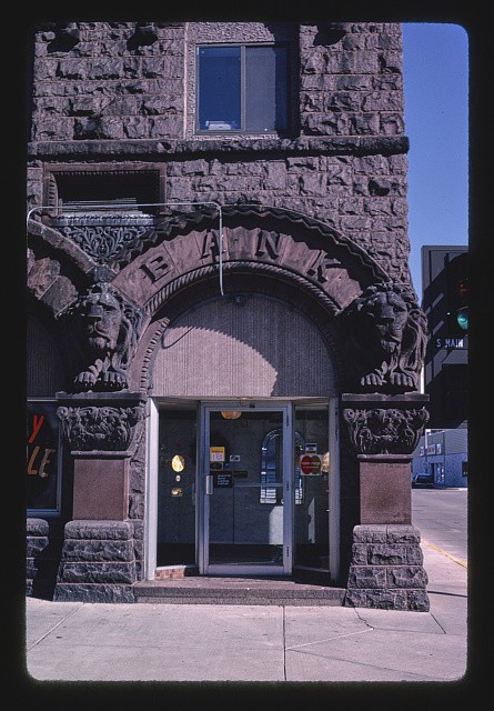 Fond du Lac Wisconsin Bank of 1st and Main 1988 Stone Facade Entrance