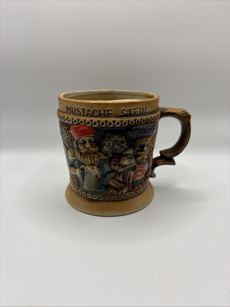 Vintage Tavern Scene Porcelain Mustache Stein Coffee Tea Mug Cup Made in Japan