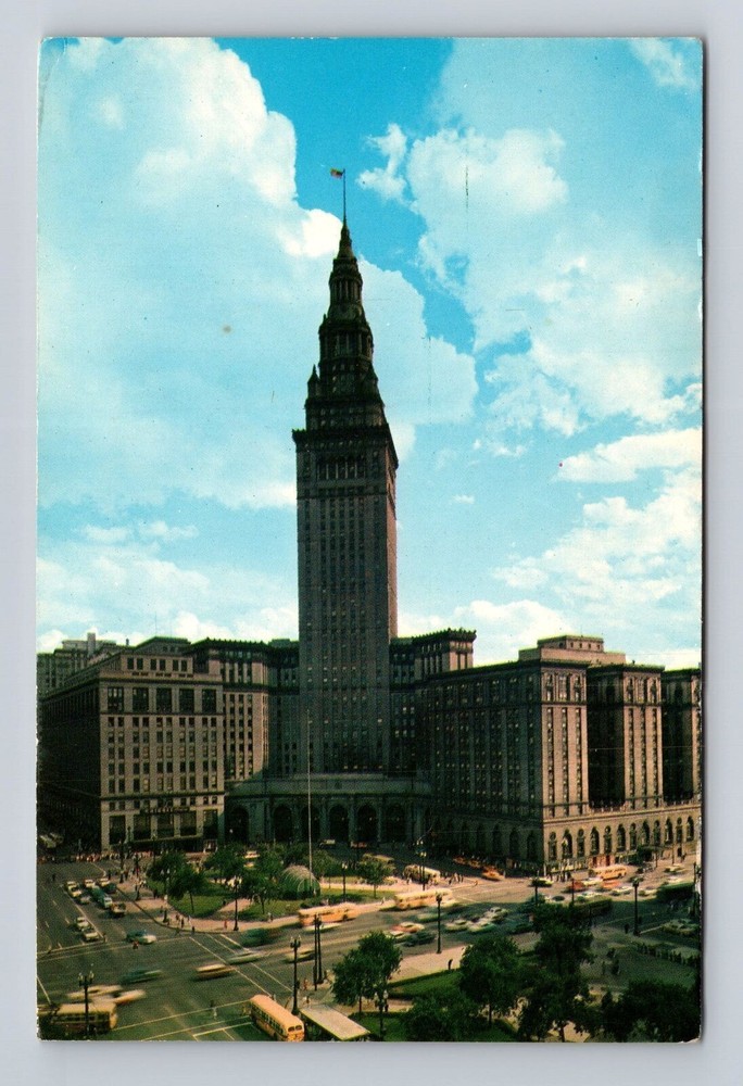 Cleveland OH-Ohio, Terminal Tower Building, Public Square, Vintage Postcard