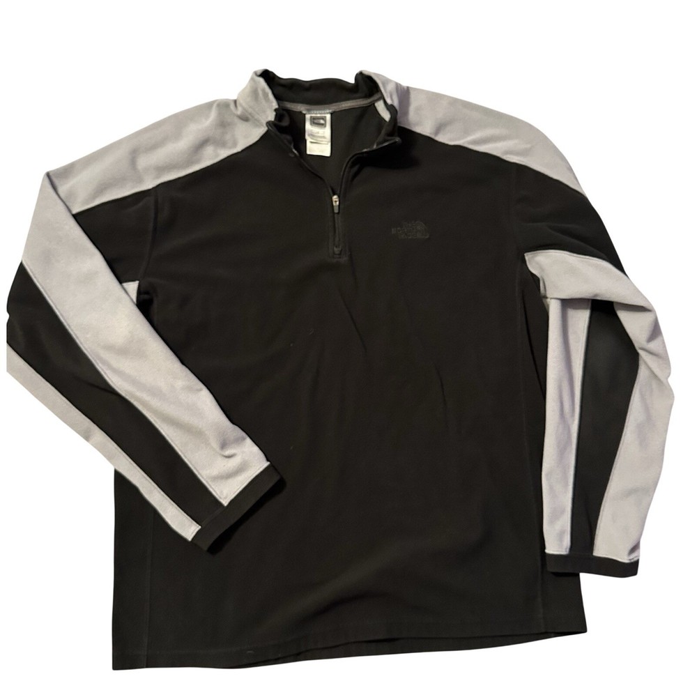 The North Face TKA 100 1/4 Zip Pullover  Fleece Men's Large Black/Gray GUC