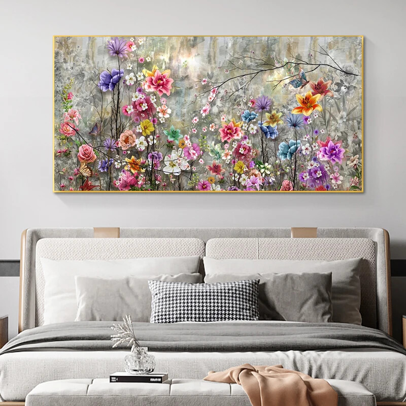 Abstract Art Colorful Flower Canvas Painting Canvas Wall Art Home Decor Picture