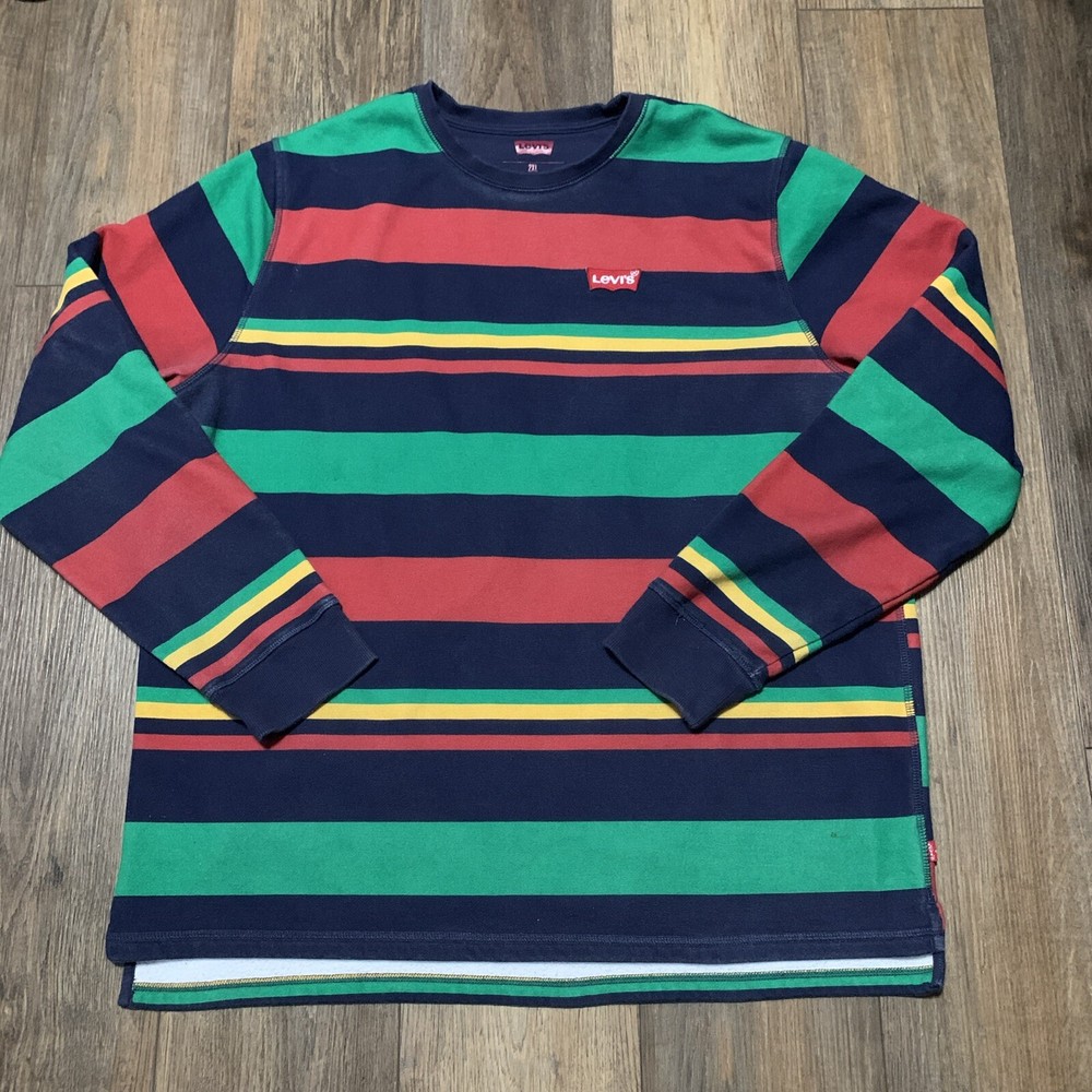 Levi's Multicolor Striped Sweatshirt Men's 2XL Retro Colorful Classic