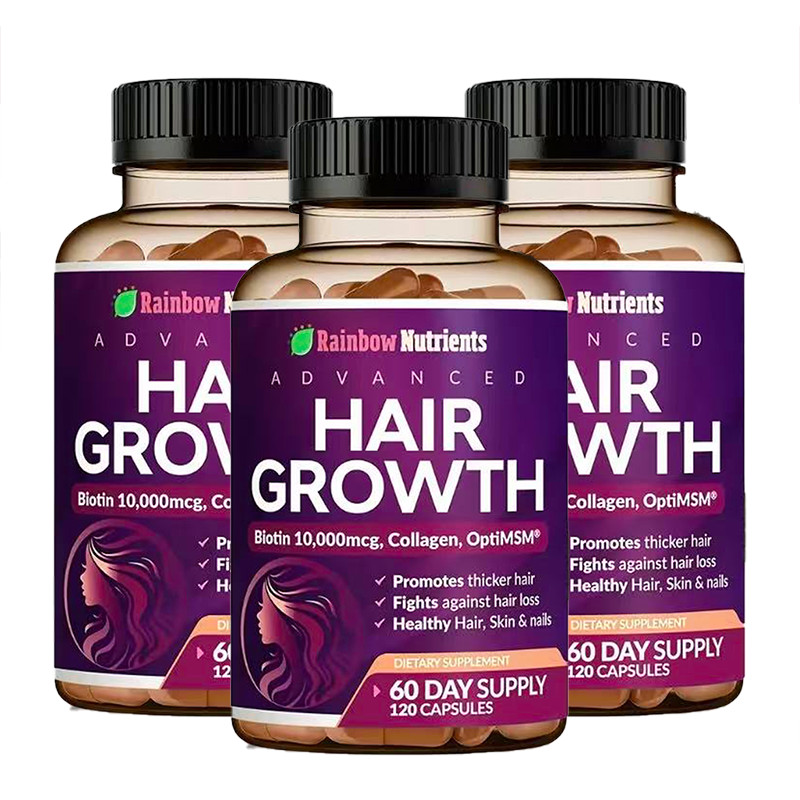 NEW Rainbow Nutrients ADVANCED Hair Growth Vitamins – Biotin 10,000mcg, Collagen
