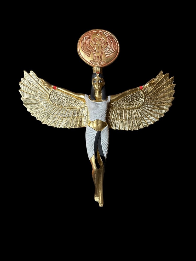 Winged Goddess Isis Statue from Coloured Stone , Egyptian Goddess Statue