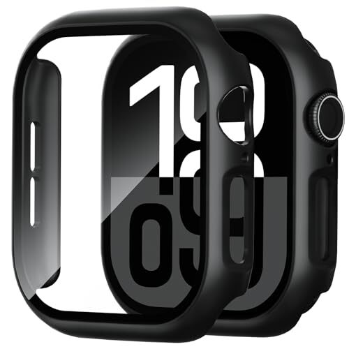 Foamia 2 Pack Case for Apple Watch Screen Protector, Hard PC Case with Tempered