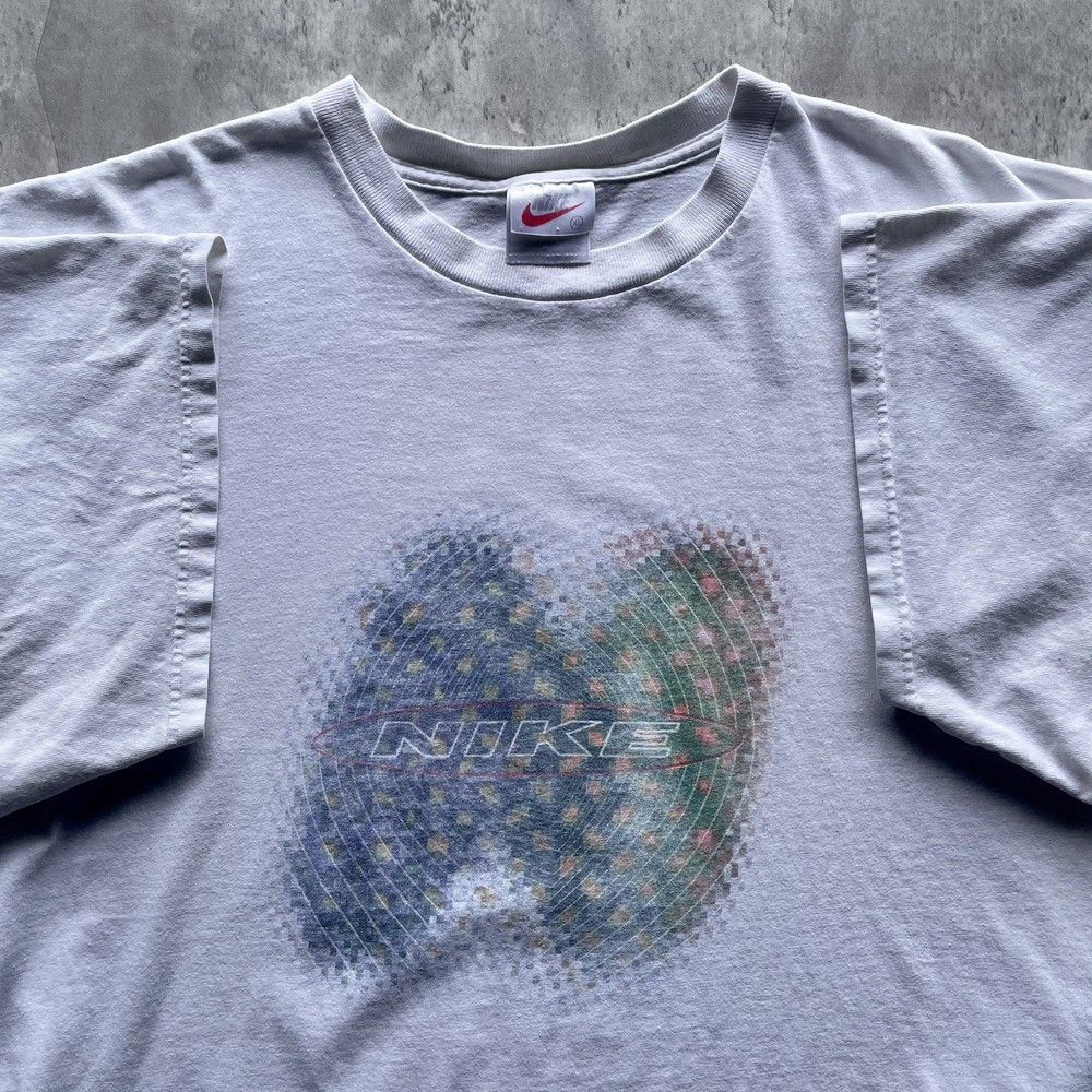Vintage 90s Nike T Shirt Mens XL Spellout Abstract Graphic Tee Y2K Rare-image