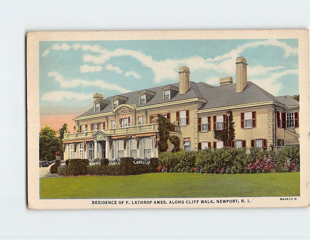 Postcard Residence of F. Lathrop Ames Along Cliff Walk Newport Rhode Island USA