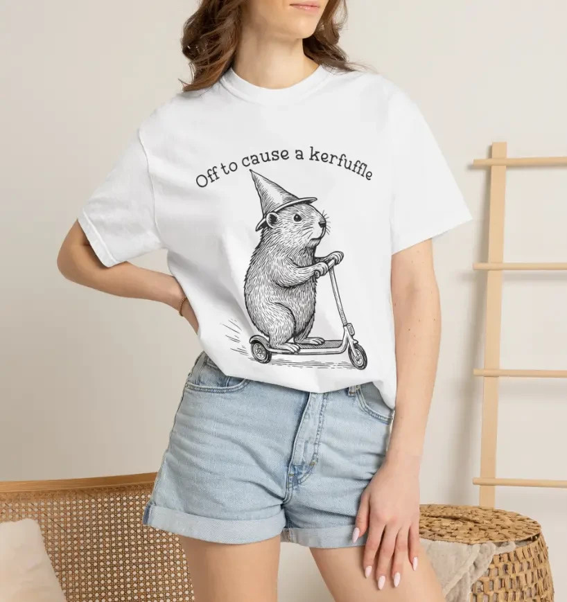 Off To Cause A Kerfuffle Comfort Colors Shirt Funny Groundhog Scooter Tshirt Sil
