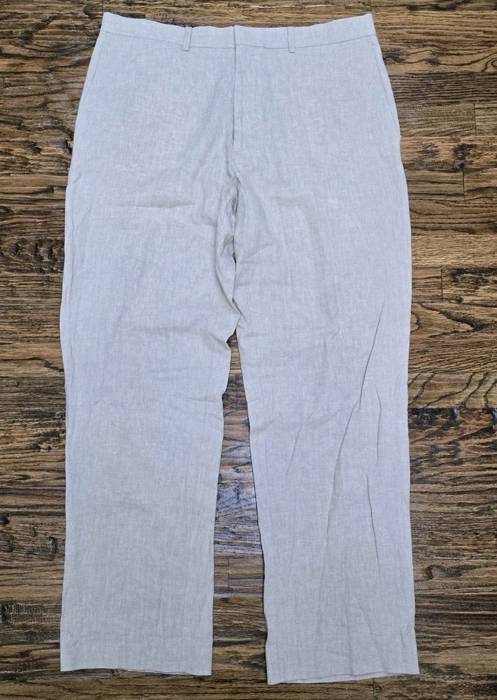 Perry Ellis Men’s Linen-Blend Dress Pants 36x30 Natural Linen NWT