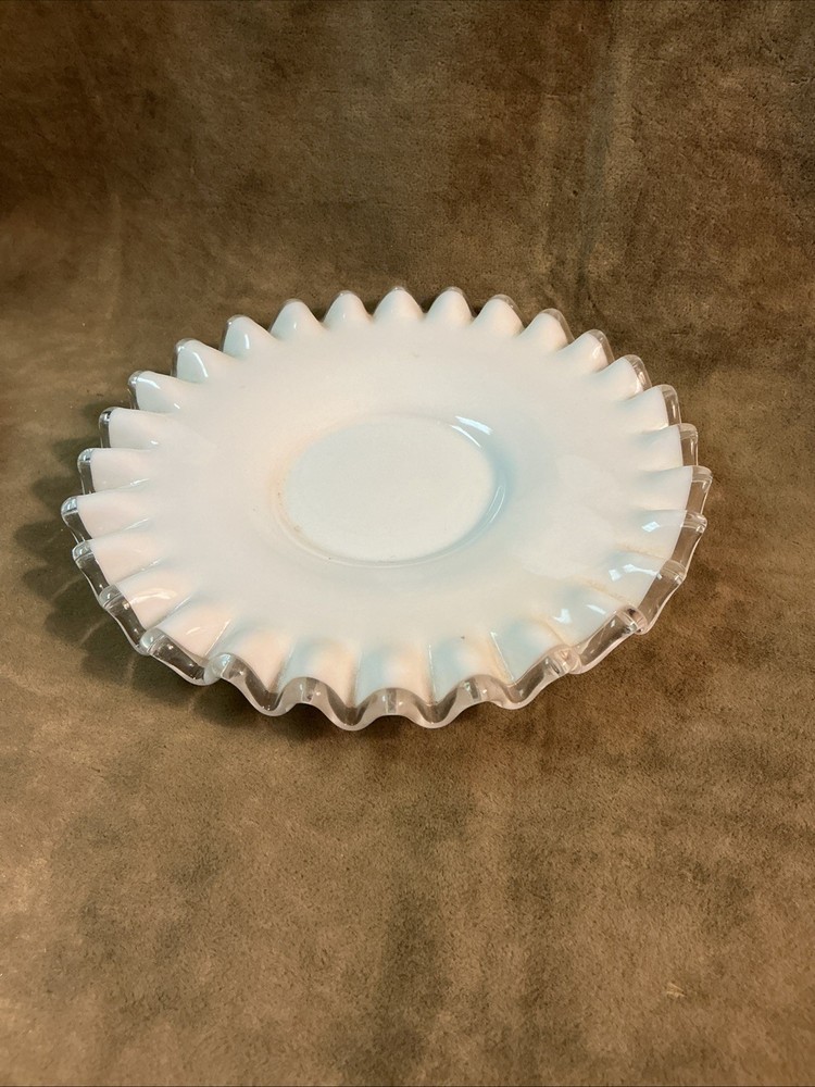 Vintage 1940S Fenton Art Glass Silver Crest Crimp Edge Saucer/Small Plate