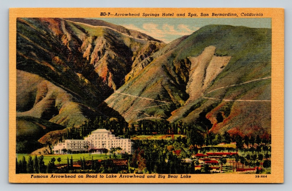 Arrowhead Springs Hotel & Spa SAN BERNARDINO California VINTAGE Linen Postcard