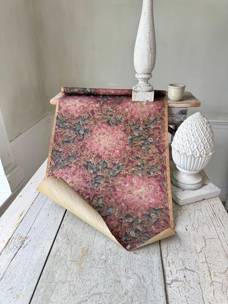 1yd (Multiple Avail) Antique American Wallpaper 1920s Block Printed Heavy Textu