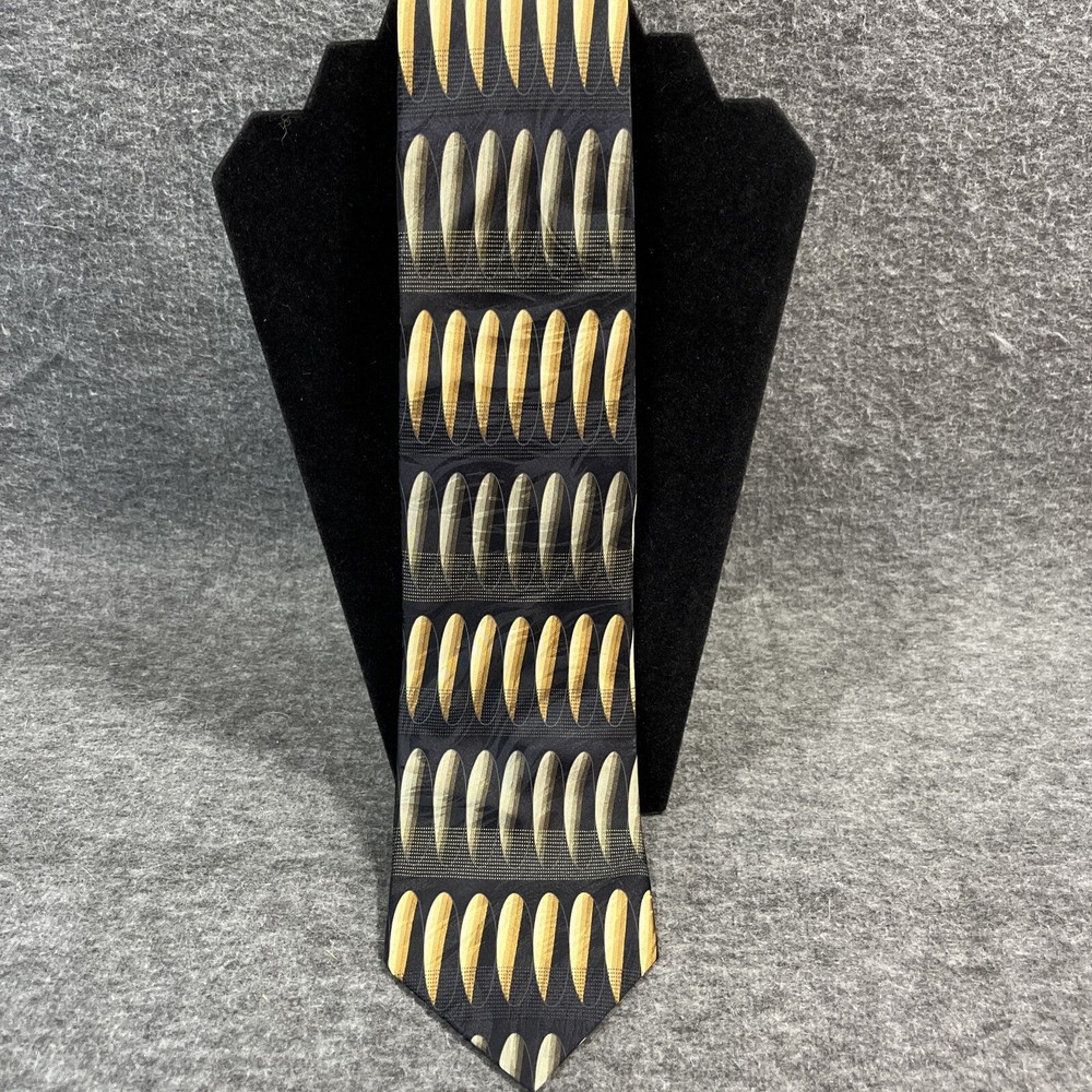 Colours Alexander Julian Men's Tie -Brown/Green/black Geometric 100% Silk-60”