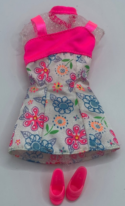 Vintage Flower Fun Barbie Fashion Outfit Clothing Floral Retro Dress Shoes 16063
