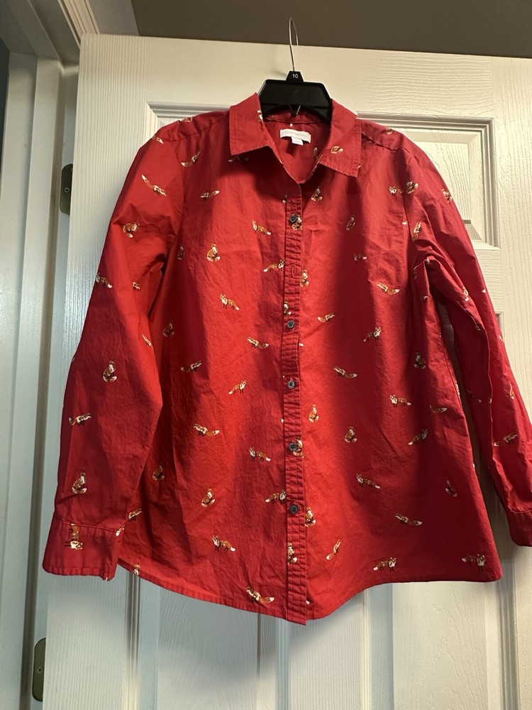 Charter Club Women’s Button down Shirt Fox Theme Size PL