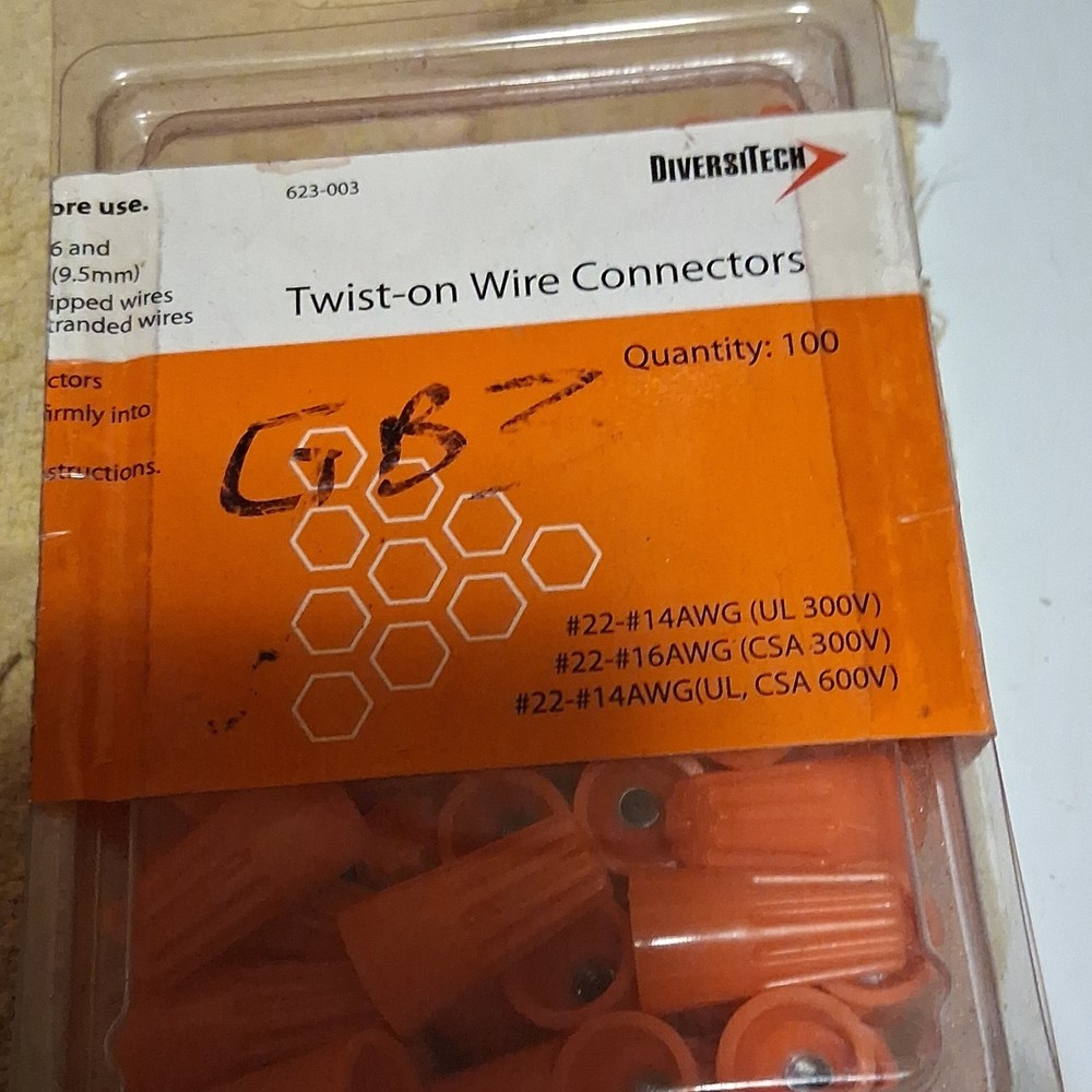 DiversiTech Twist-on Wire Connector Orange 100 Pack 623-003 Metal Plastic