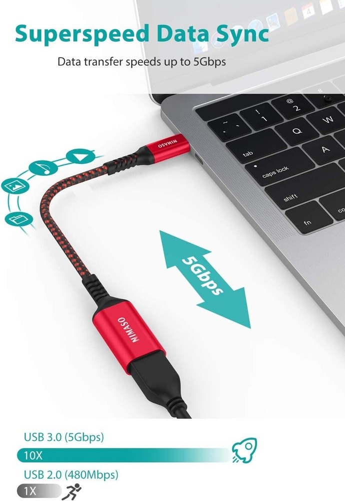 USB C to USB 3.1 OTG Adapter - Type C Male to Female Converter 1 Pack